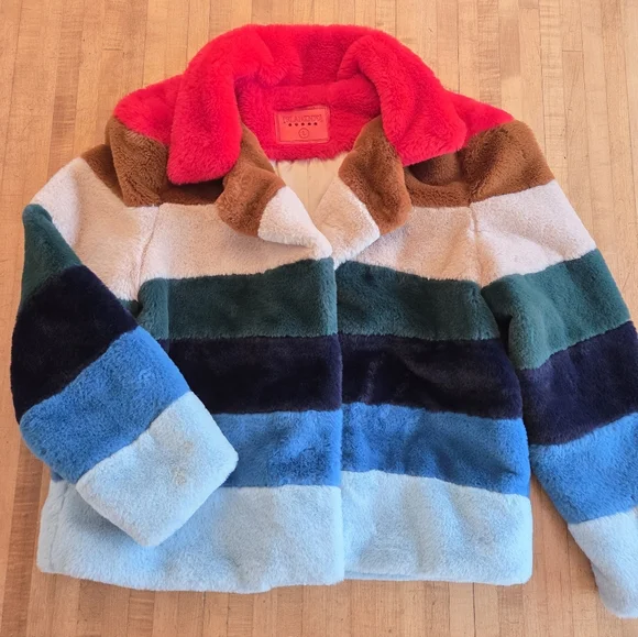 Blank NYC Multicolor Faux Fur Jacket Size L - Picture 8 of 14